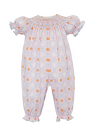 Claire & Charlie Baby Girls Pink Ghosts & Pumpkins Smocked Knit Romper from Anderson Parker