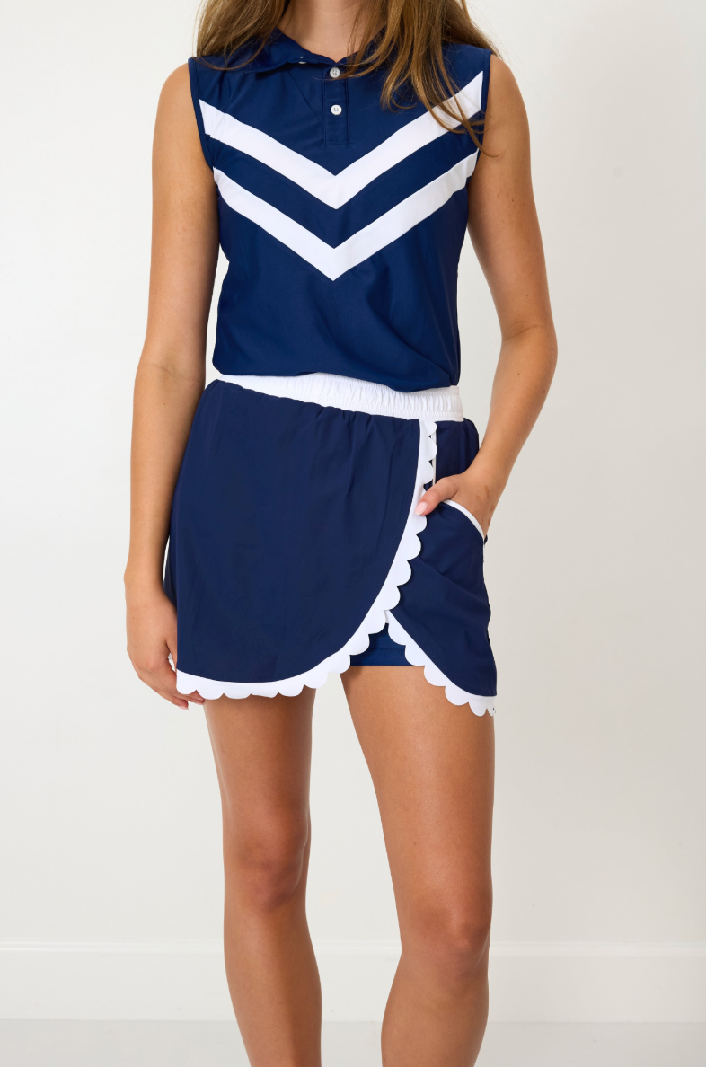 Navy Scalloped Court Skort from Anderson Parker