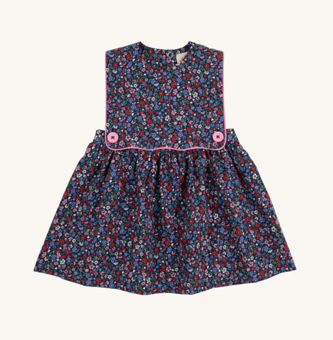 Brady Button In Dress with Undershirt - Fairfax Farm Floral/Hamptons Hot Pink from Anderson Parker