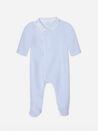 Light Blue velour collared babygrow from Anderson Parker