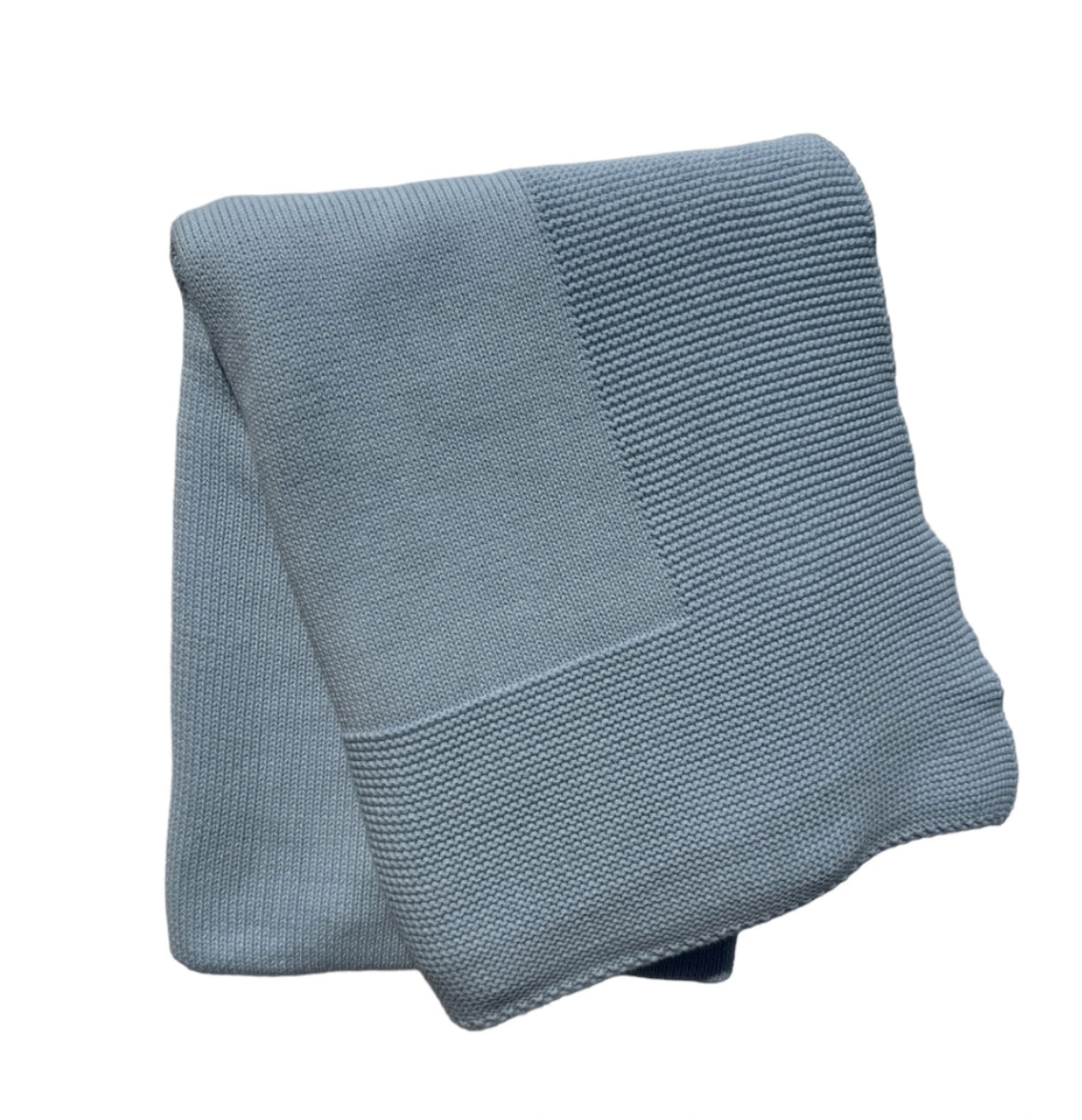 Knit Baby Blanket with textured border - Blue from Anderson Parker