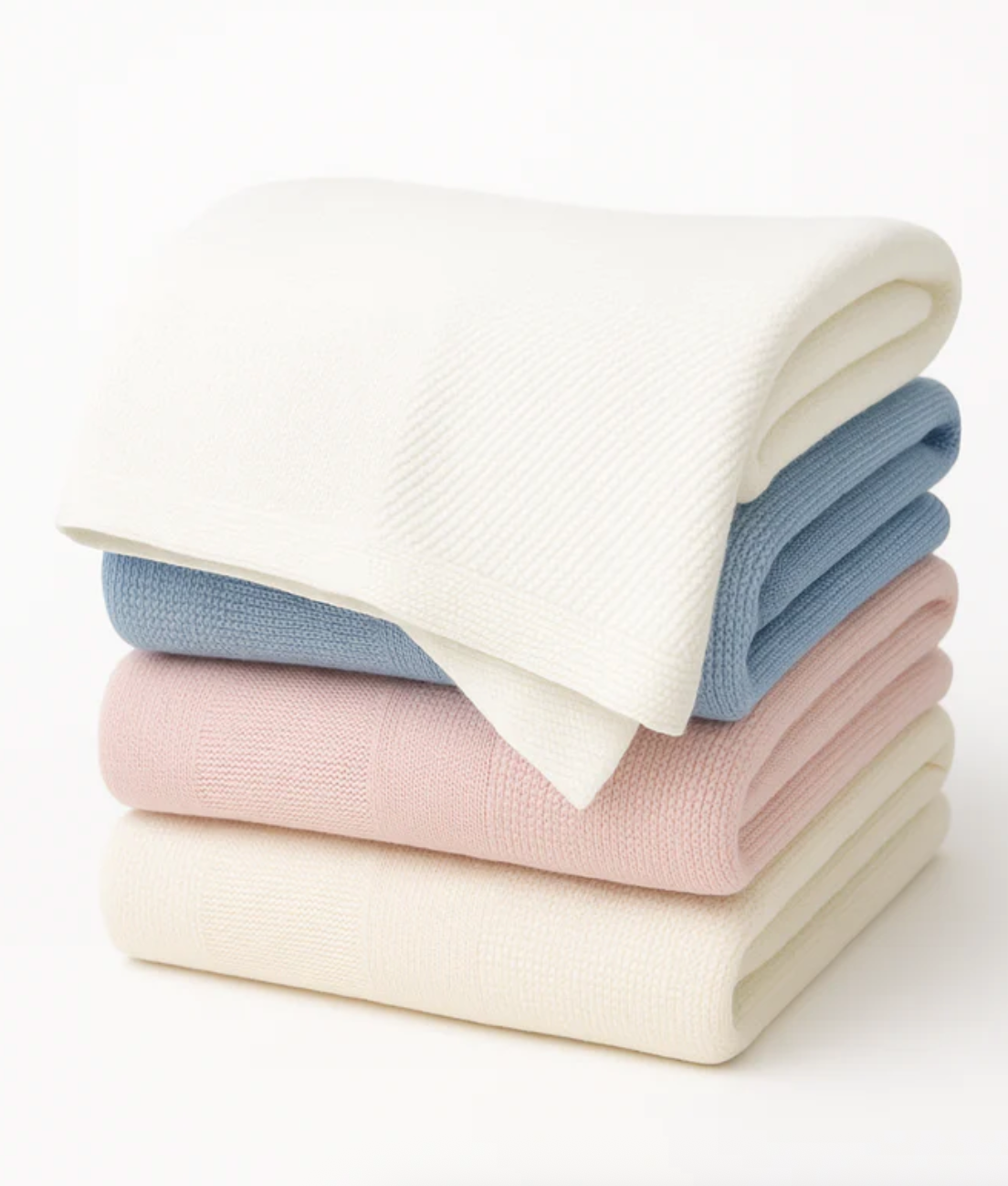 Knit Baby Blanket with textured border - Pink from Anderson Parker