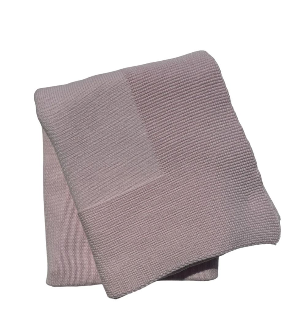 Knit Baby Blanket with textured border - Pink from Anderson Parker