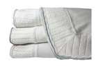 Cotton Jersey Baby Blanket with Knitted Color-Tipped Pointelle Border - White from Anderson Parker