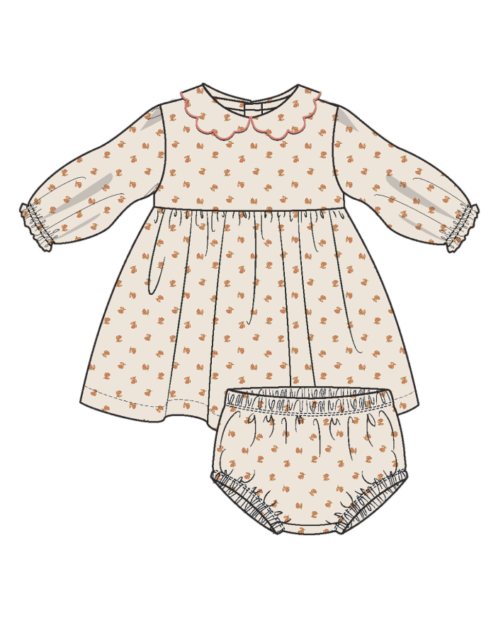 Petite Pointe Fleur - Petal Collar Dress + Diaper Cover from Anderson Parker