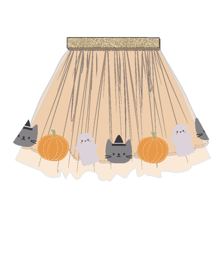 Tutu Skirt - Orange Cat And Ghost - Halloween from Anderson Parker