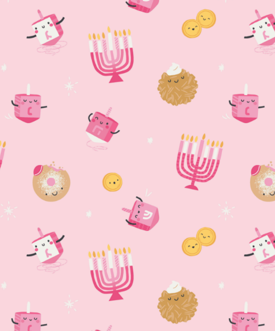Hanukkah - Pink - 2 Way Zipper Ruffle Back Footie from Anderson Parker