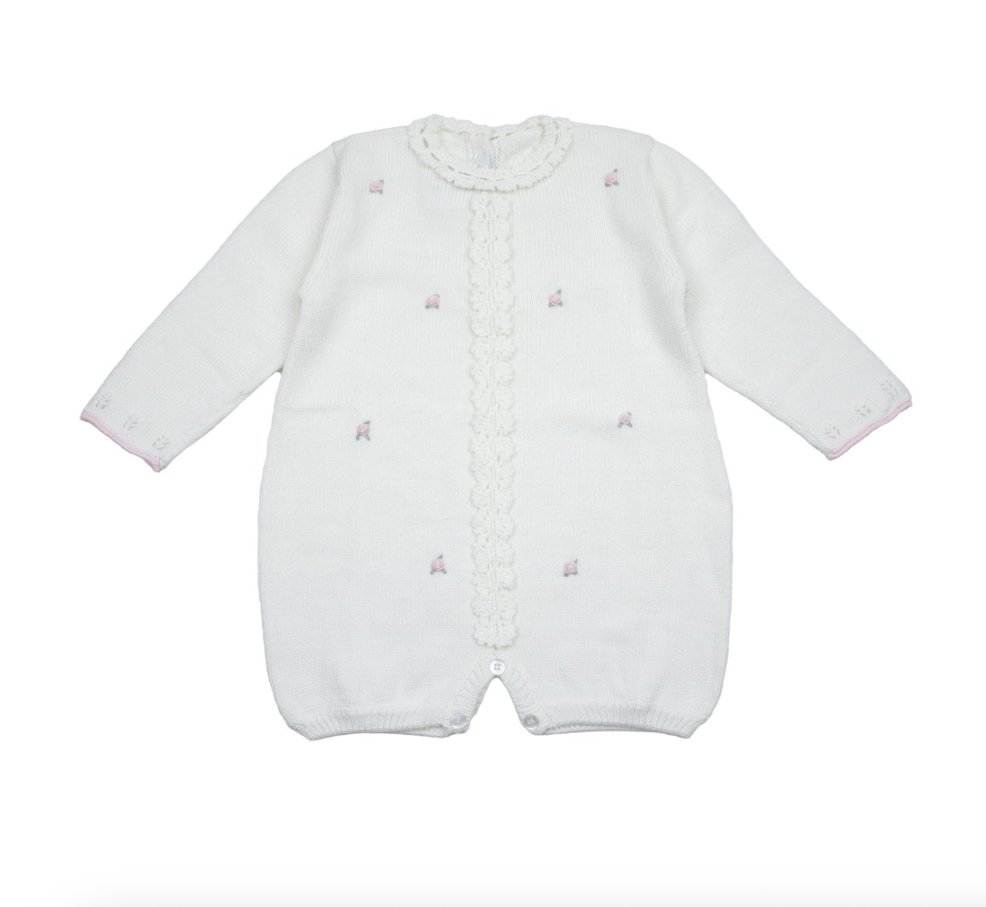 Rosette Knit Bubble Romper - Ivory from Anderson Parker