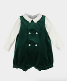 Holly Jolly Velvet Boy Overall - Green from Anderson Parker
