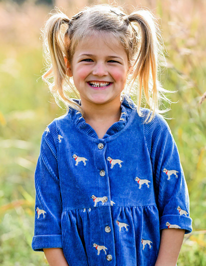 oh baby! Corduroy Ivy Dress - Labs Embroidered - Denim from Anderson Parker