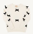 Isabelle's Sweater - Palmetto Pearl with Newport Night Velveteen Bows from Anderson Parker