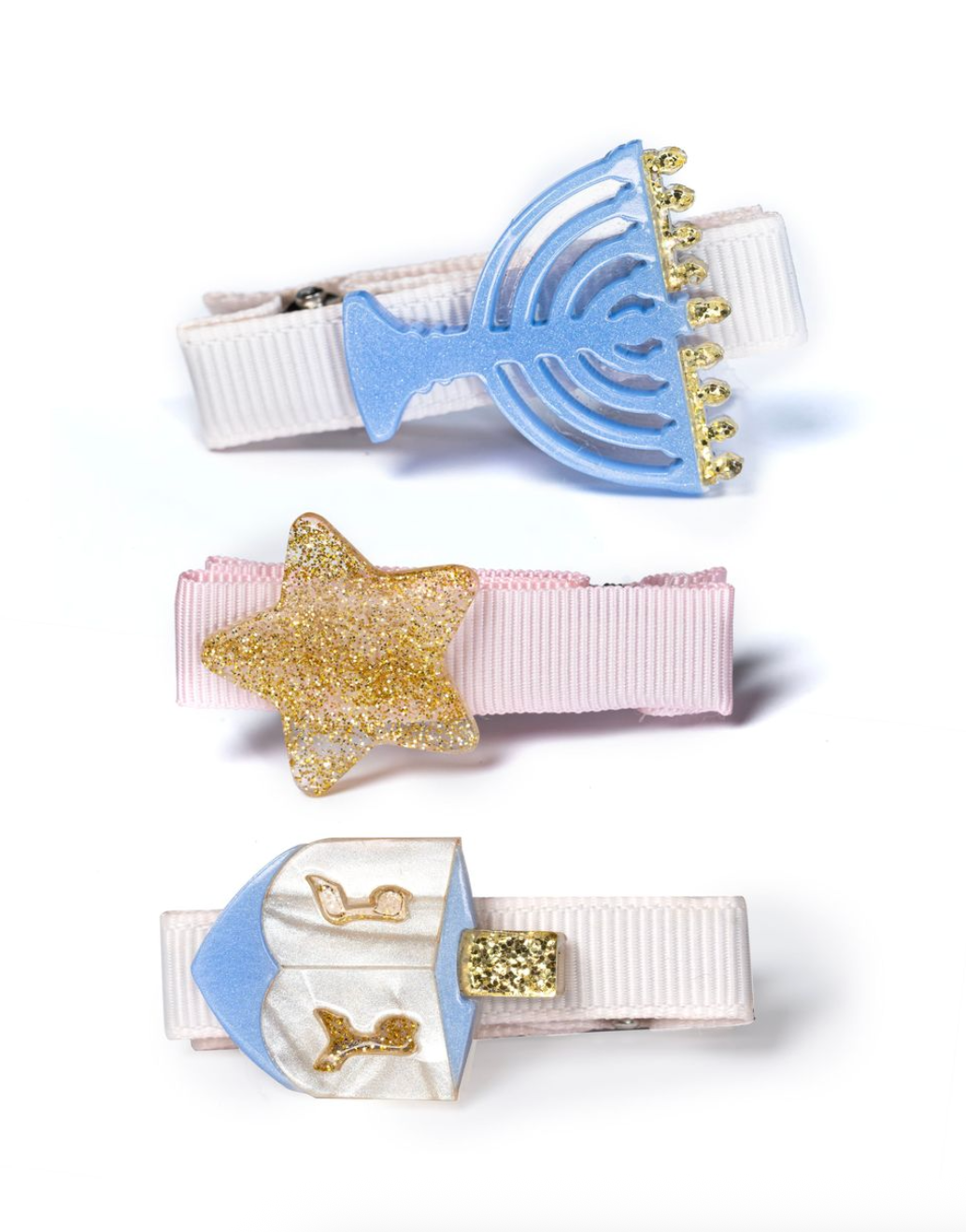 Baby Star Menorah Dreidel Blue Hair Clips from Anderson Parker