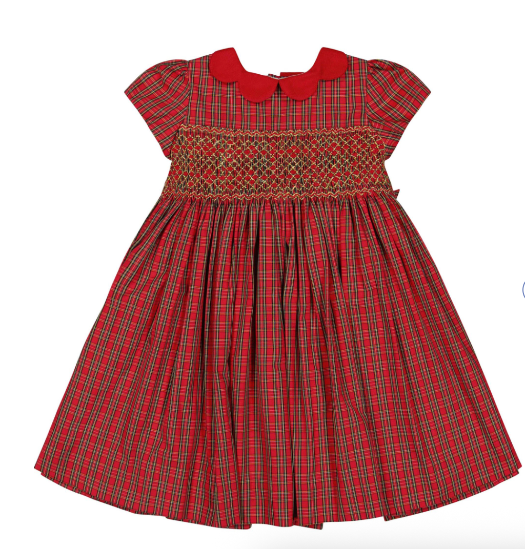 Marguerite Red Tartan Smocked Dress from Anderson Parker