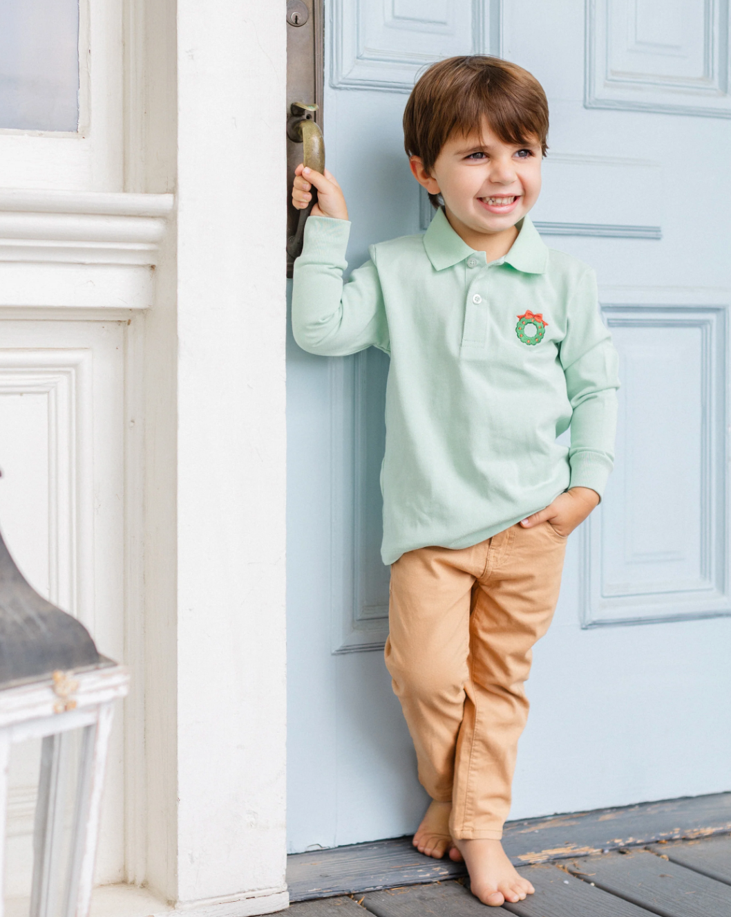 Wreath Long Sleeve Boys' Polo from Anderson Parker