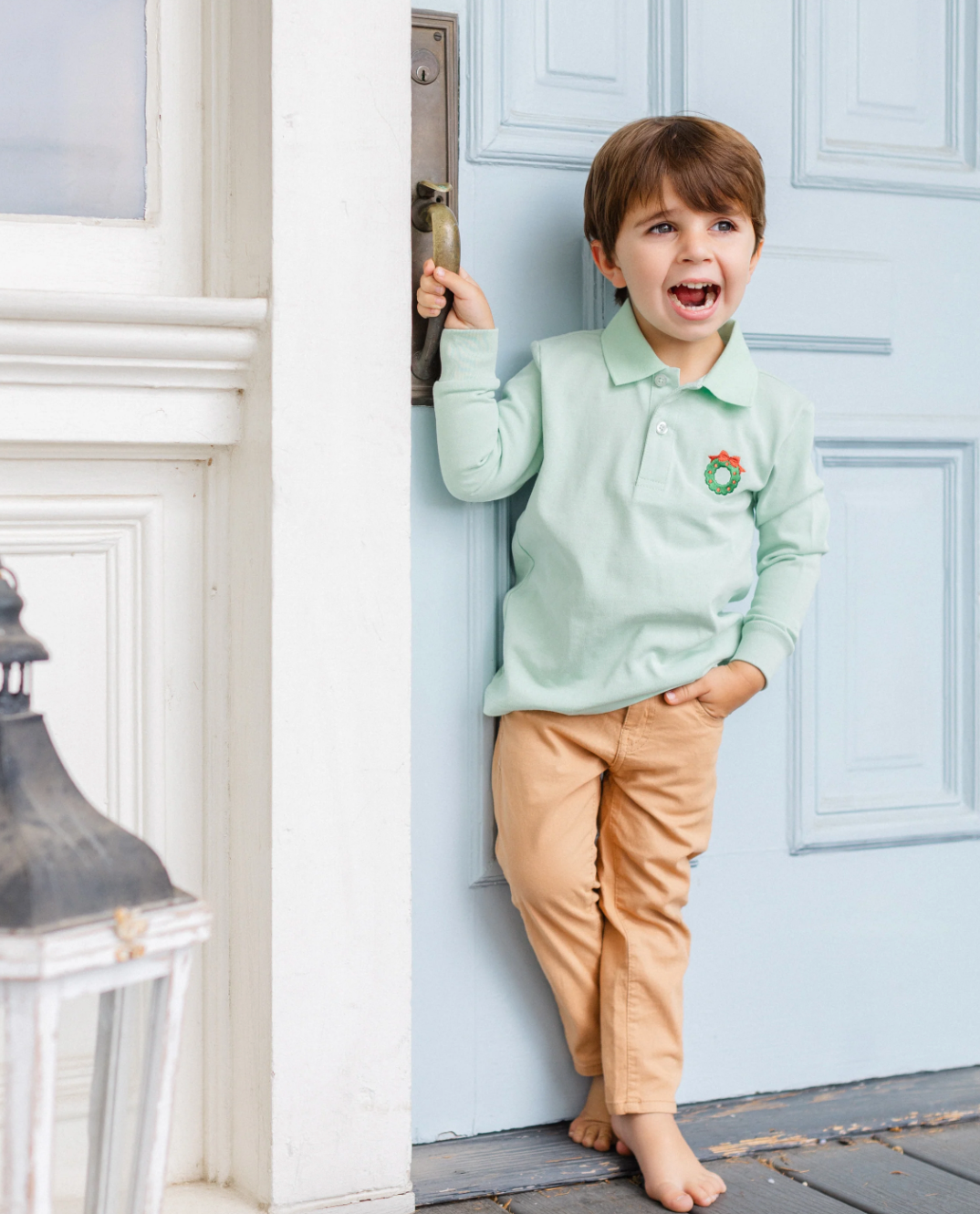 Wreath Long Sleeve Boys' Polo from Anderson Parker