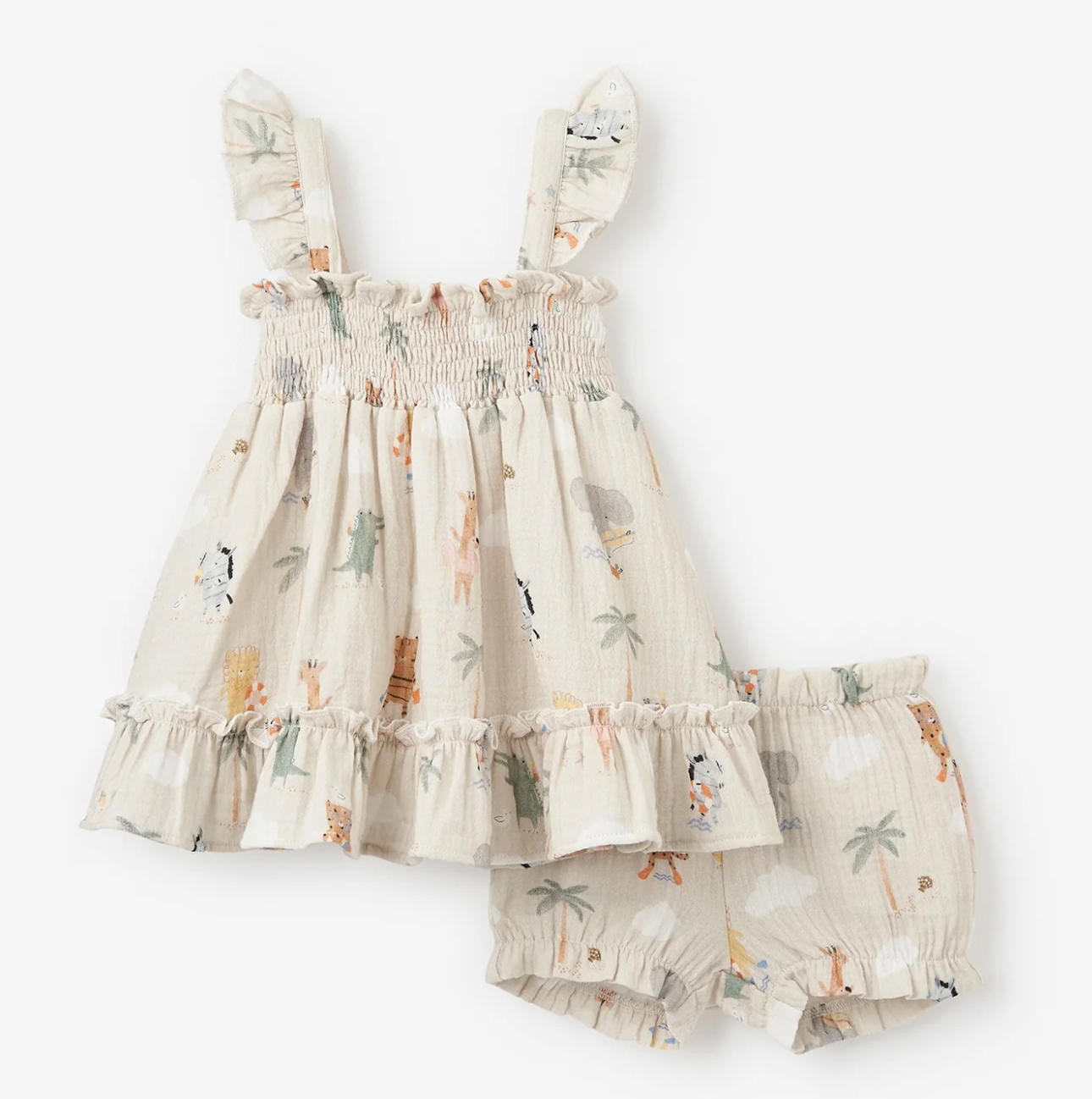 Seaside Safari Organic Muslin Smocked Dress w/ Bloomer from Anderson Parker