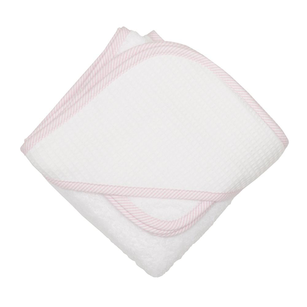 Seersucker Pique Hooded Towel & Washcloth Set - Pink from Anderson Parker