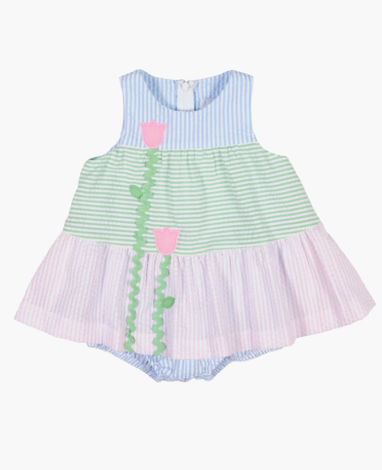 Seersucker Romper With Tulips from Anderson Parker