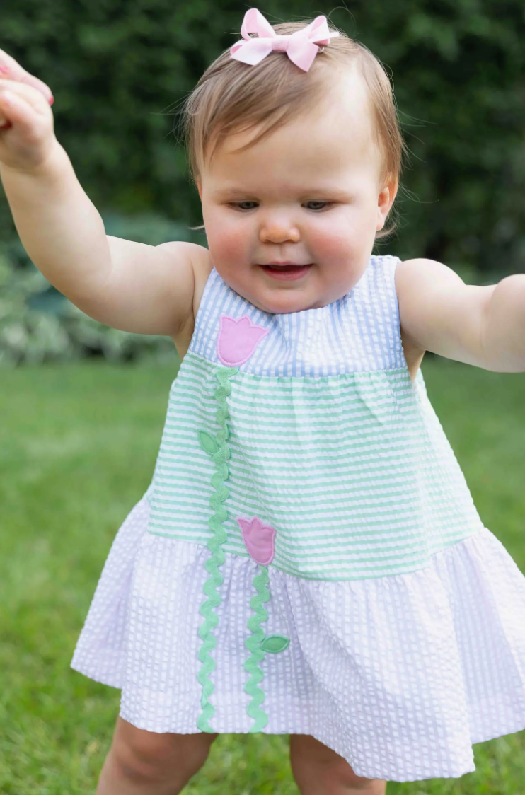 Seersucker Romper With Tulips from Anderson Parker