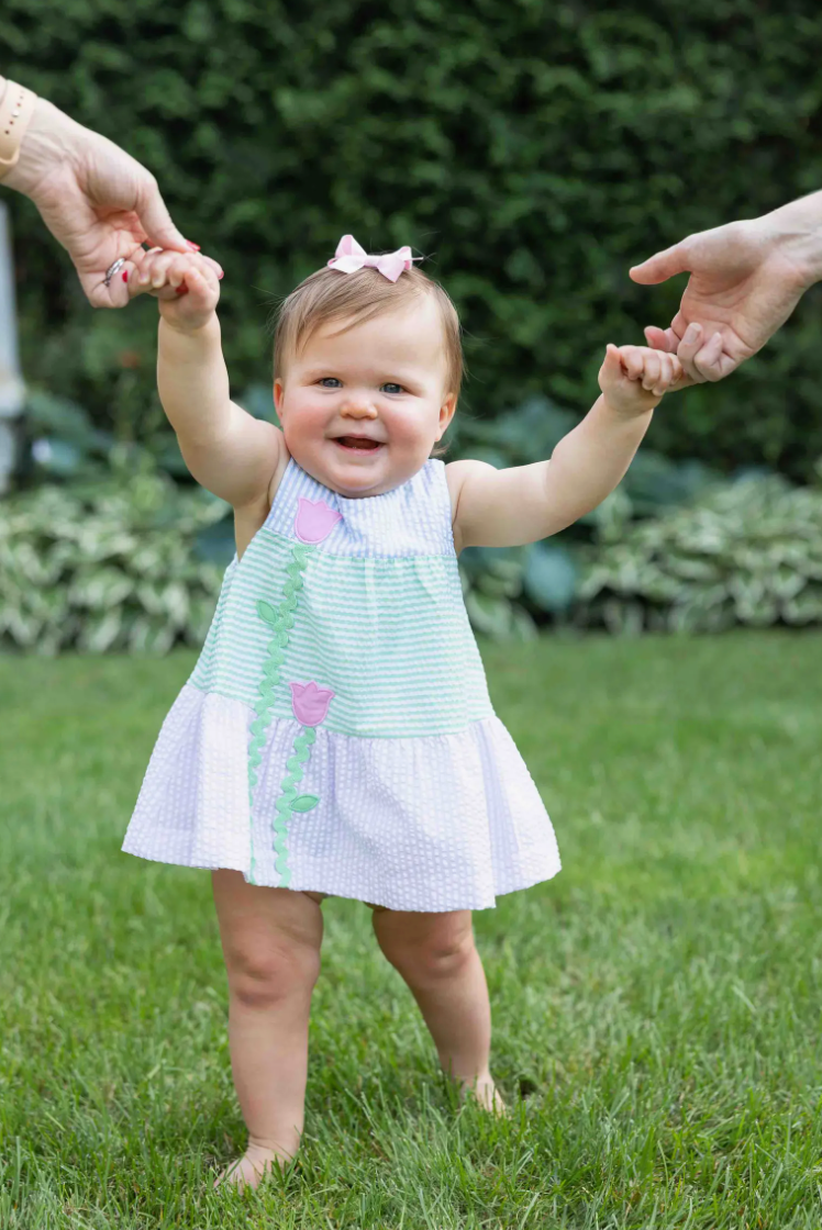 Seersucker Romper With Tulips from Anderson Parker