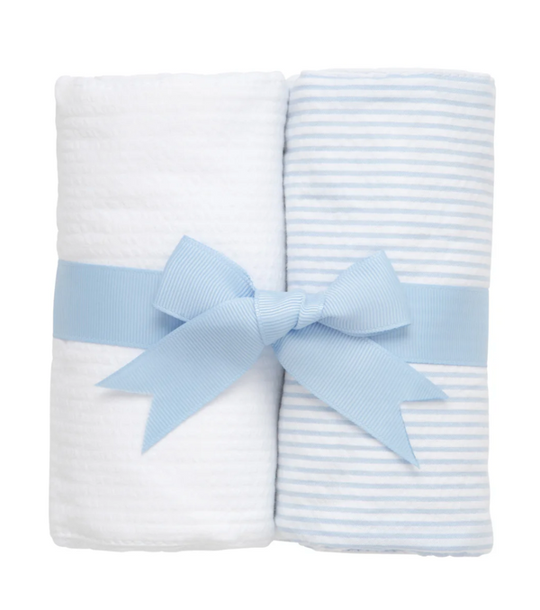 Set of Two Burps - Blue & White Seersucker Stripe from Anderson Parker