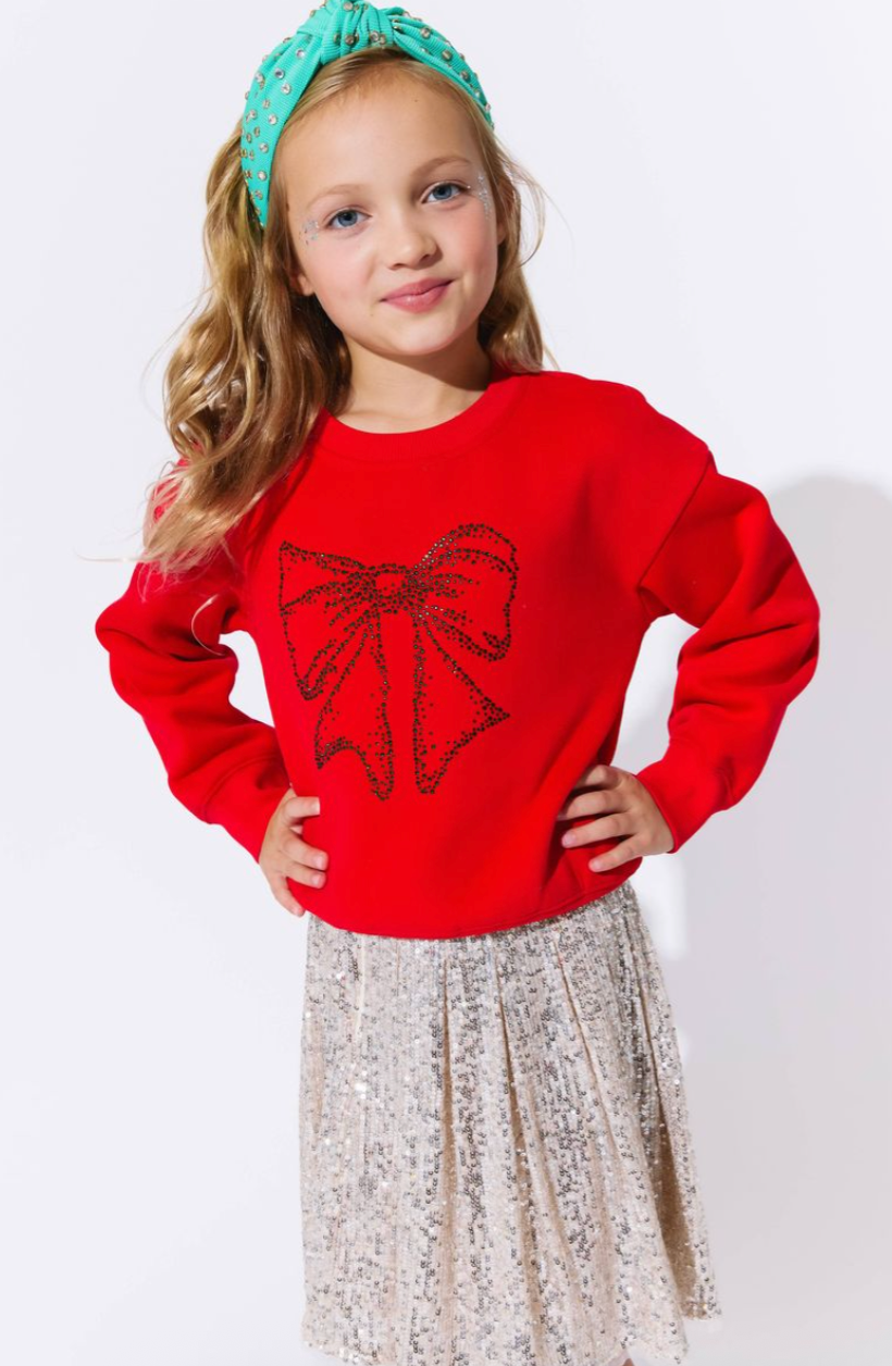 Shimmer Bow Sweatshirt - Red from Anderson Parker