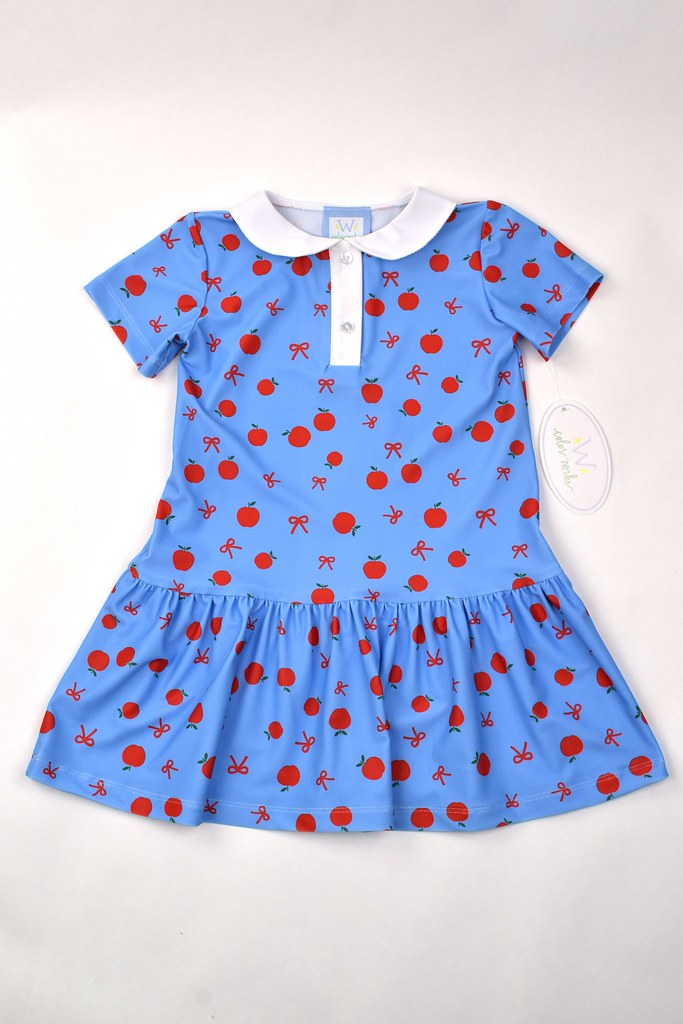 Short Sleeve Collar Dress - Apple Print from Anderson Parker