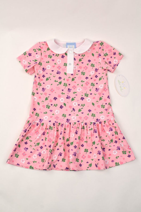 Short Sleeve Collar Dress - Pink Floral from Anderson Parker