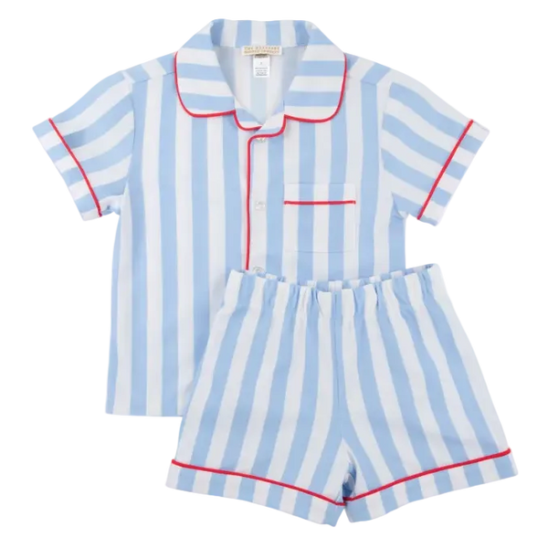 Short Sleeve Lock's Short Set - Caicos Cabana Stripe (Beale Street Blue)/Richmond Red from Anderson Parker