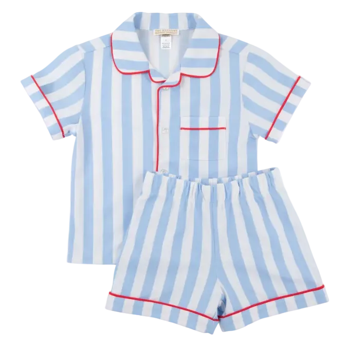 Short Sleeve Lock's Short Set - Caicos Cabana Stripe (Beale Street Blue)/Richmond Red from Anderson Parker