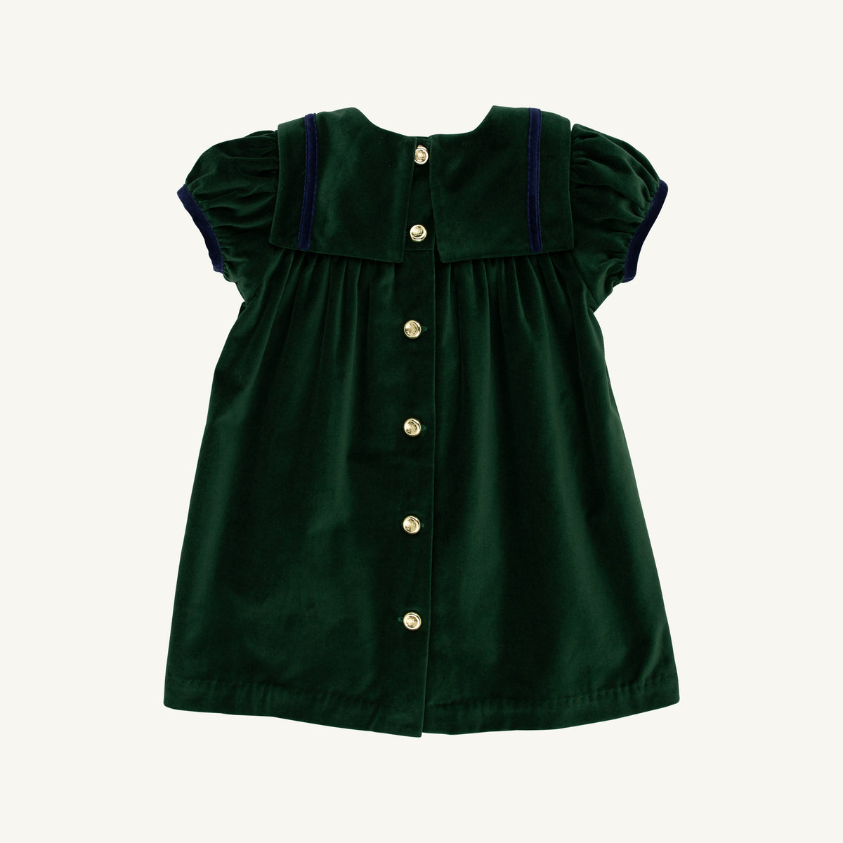 Short Sleeve Patsy's Party Dress - Velveteen - Grier Green/Nantucket Navy from Anderson Parker