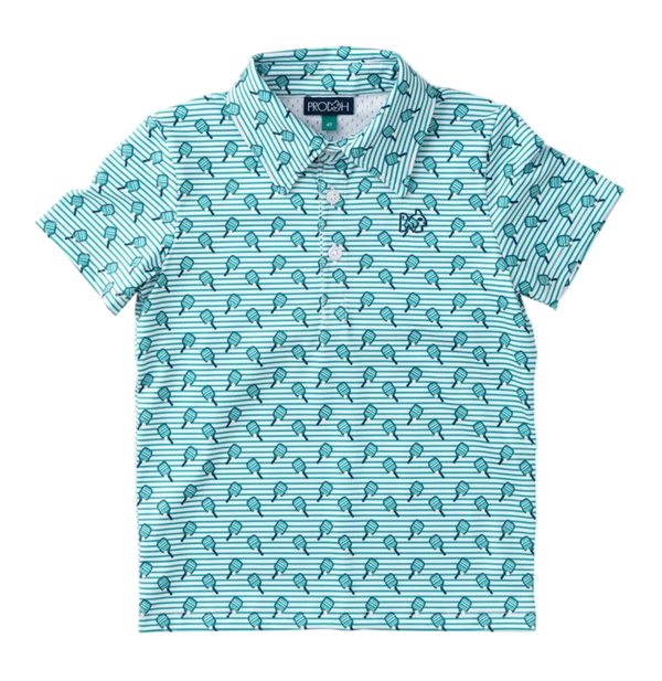 Short Sleeve Pro Performance Polo - Marina Green Pickleball Print from Anderson Parker