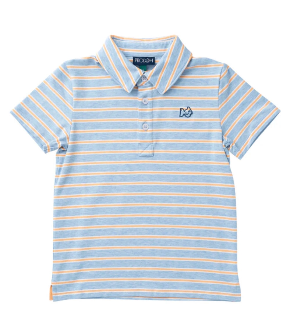 Short Sleeve Too Cool for School Polo - Windsurfer Orange Chiffon Stripe from Anderson Parker