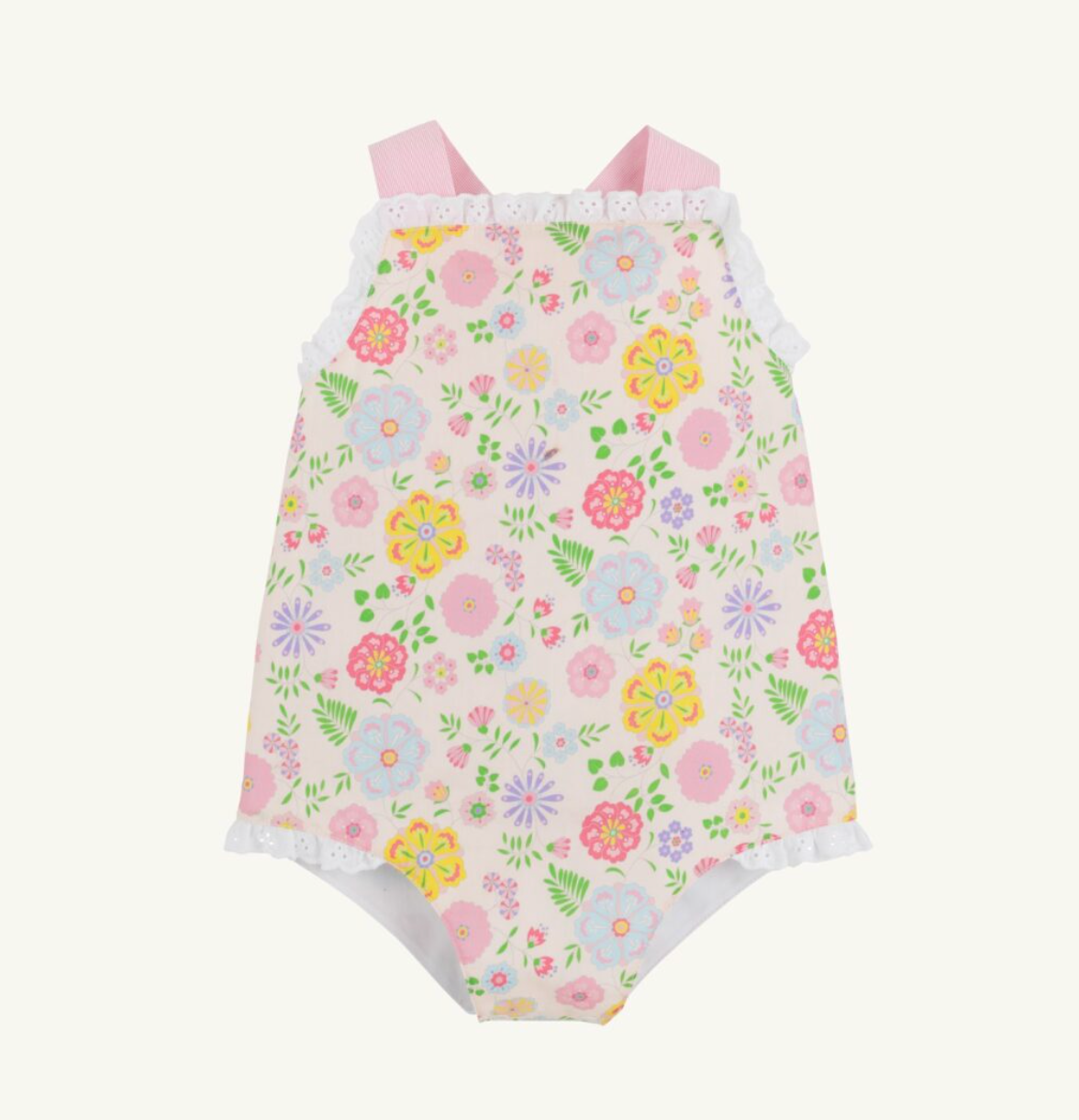 Sisi Sunsuit - Broadcloth - Boca Grande Begonia/Hamptons Hot Pink Pique Stripe from Anderson Parker