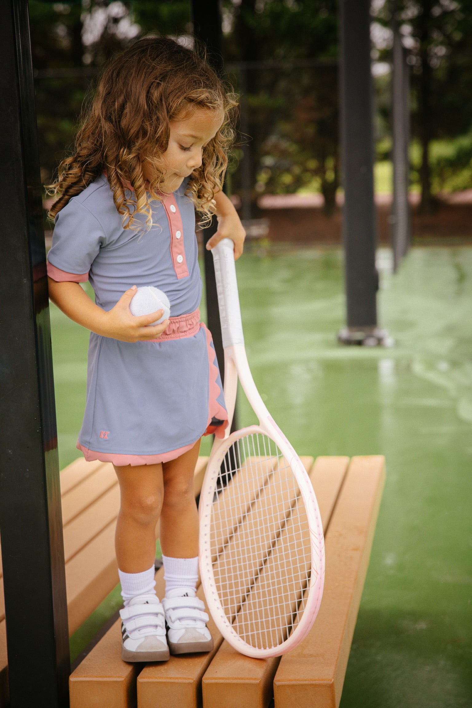 Slate/Dusty Pink Scalloped Skort from Anderson Parker
