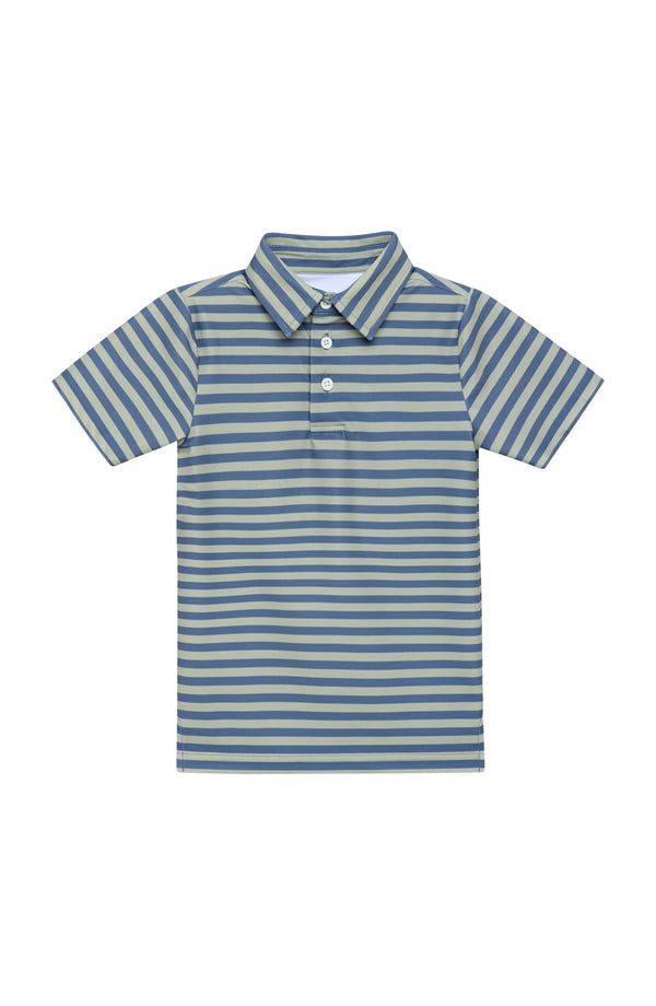 Slate/Sage QB Stripe Polo Shirt from Anderson Parker