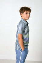 Slate/Sage QB Stripe Polo Shirt from Anderson Parker