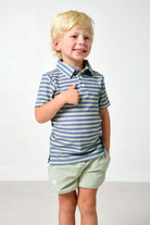 Slate/Sage QB Stripe Polo Shirt from Anderson Parker