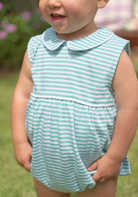 Sleeveless Bradford Bubble - Turks Teal Stripe with Worth Avenue White from Anderson Parker