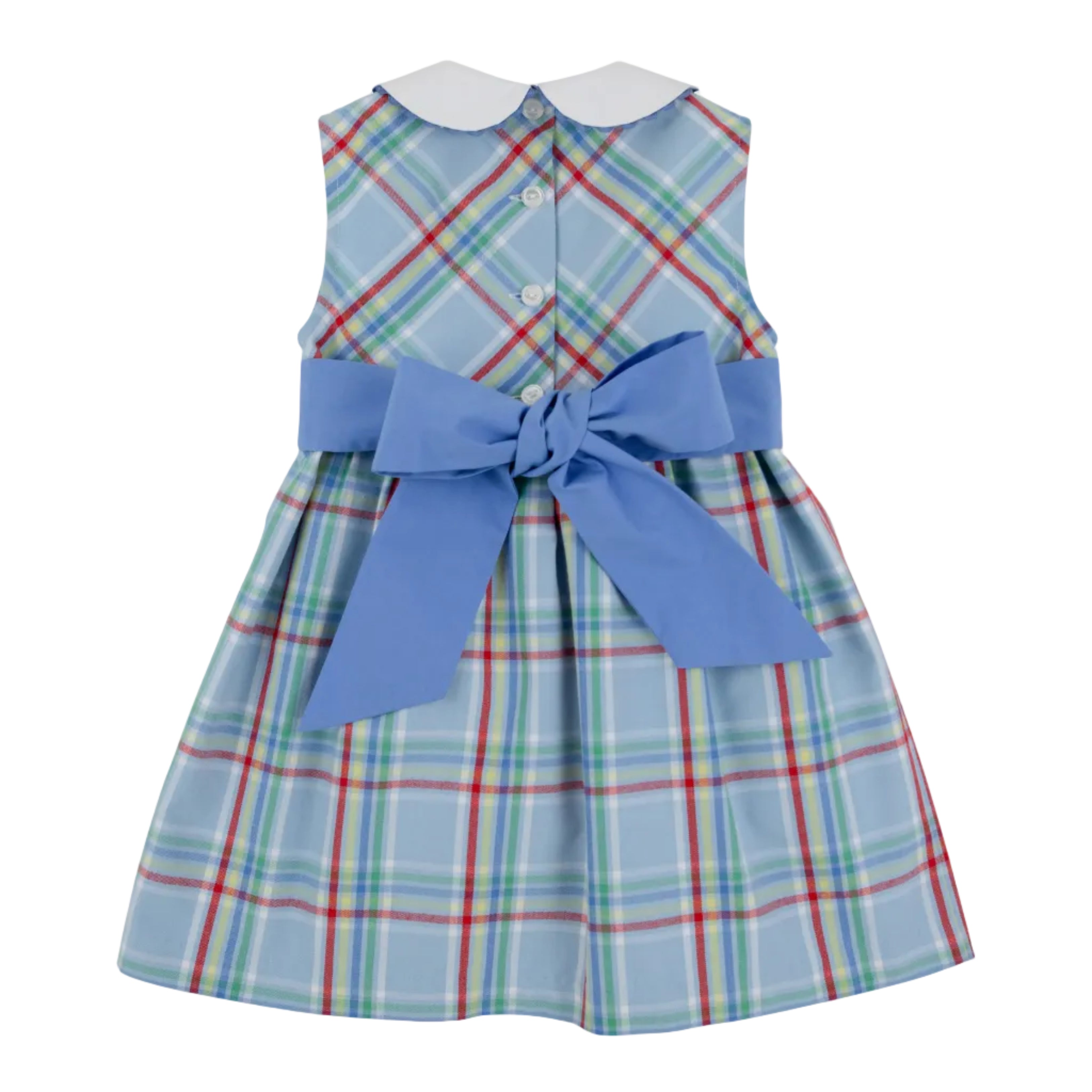 Sleeveless Cindy Lou Sash Dress - Woven Dyed Yarn - Kensington Court Plaid/Barbados Blue from Anderson Parker