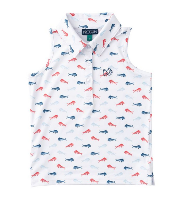 Sleeveless Pro Performance  Polo - Americana Fish Print from Anderson Parker