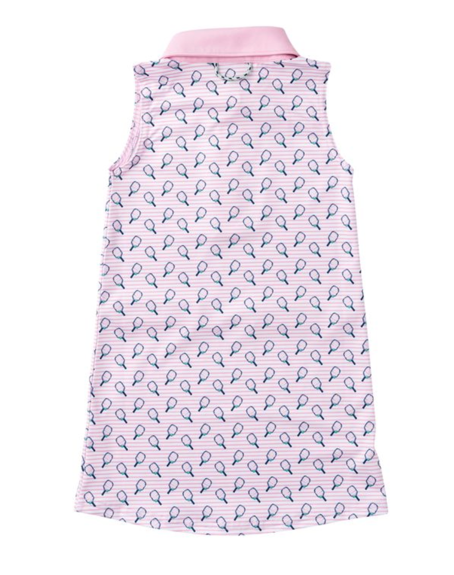 Sleeveless Pro Performance Polo Dress - Pink Frosting Pickleball Print from Anderson Parker