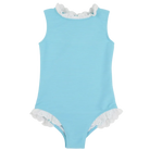 Sleeveless Sarasota Surf Suit - Belhaven Blue with Worth Avenue White Eyelet from Anderson Parker