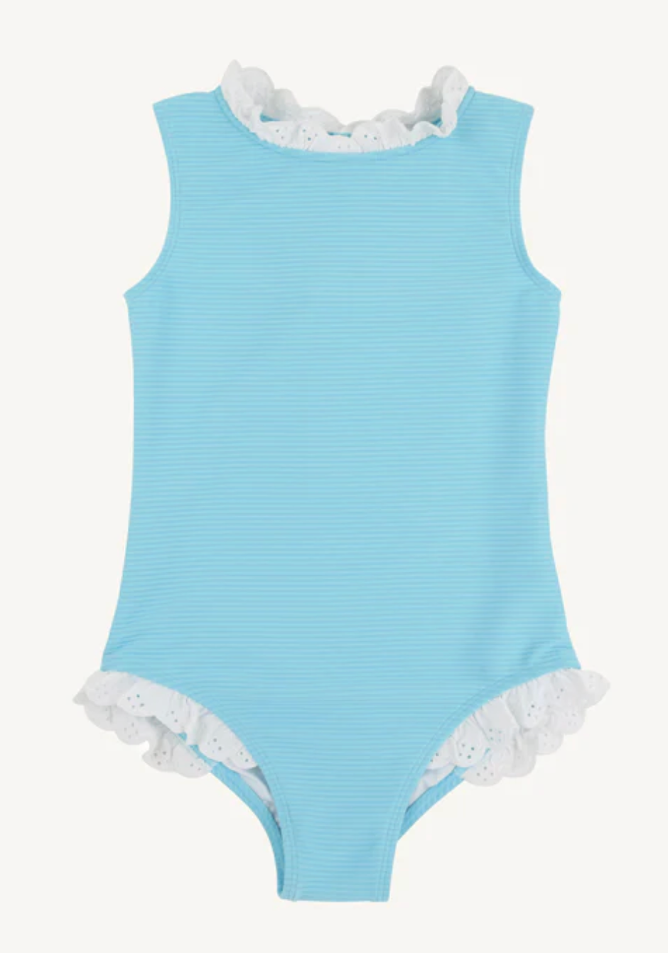 Sleeveless Sarasota Surf Suit - Belhaven Blue with Worth Avenue White Eyelet from Anderson Parker