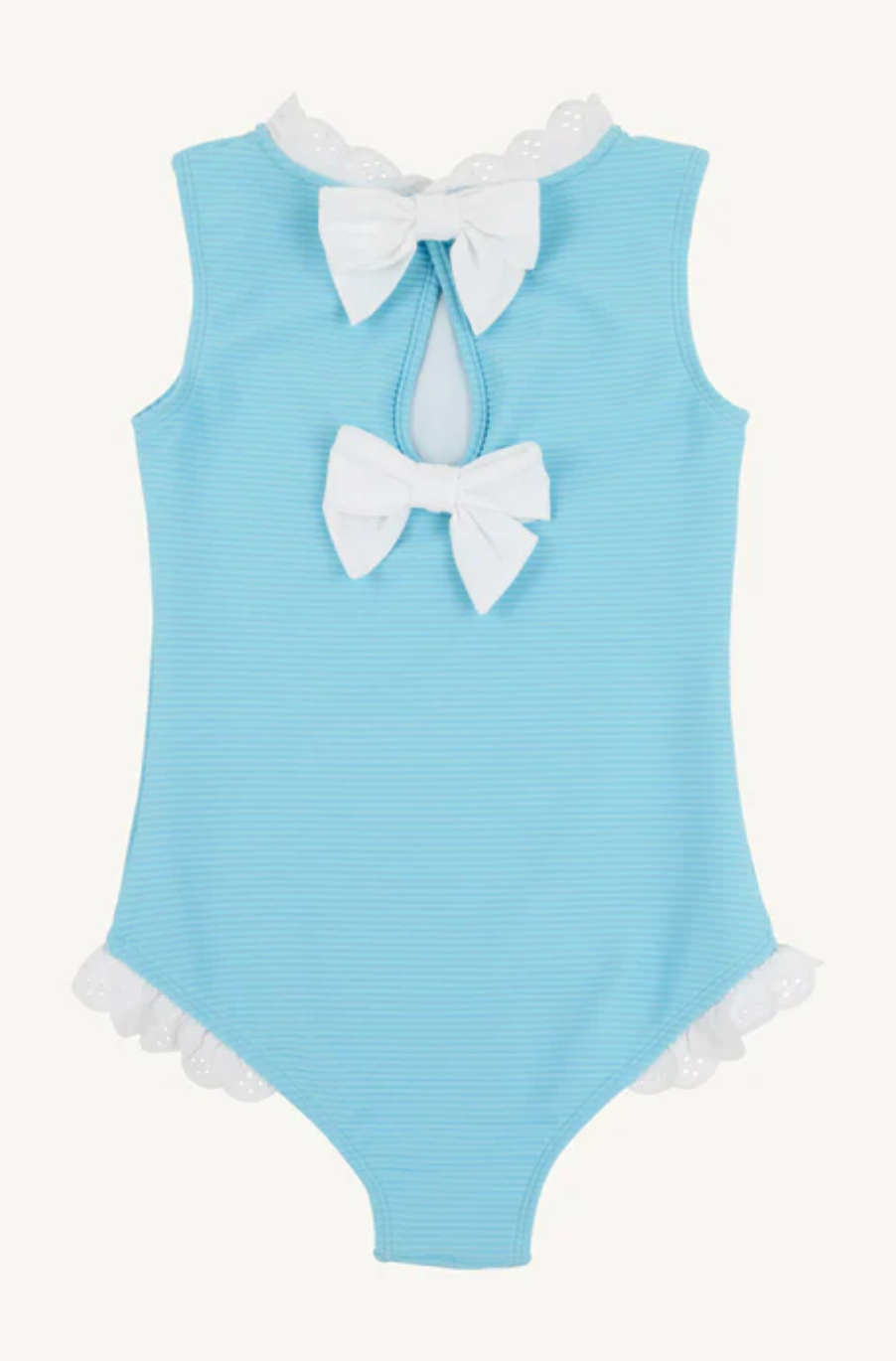 Sleeveless Sarasota Surf Suit - Belhaven Blue with Worth Avenue White Eyelet from Anderson Parker