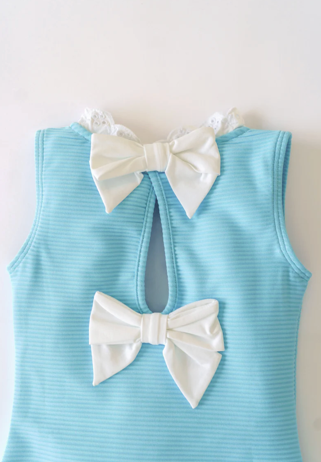 Sleeveless Sarasota Surf Suit - Belhaven Blue with Worth Avenue White Eyelet from Anderson Parker