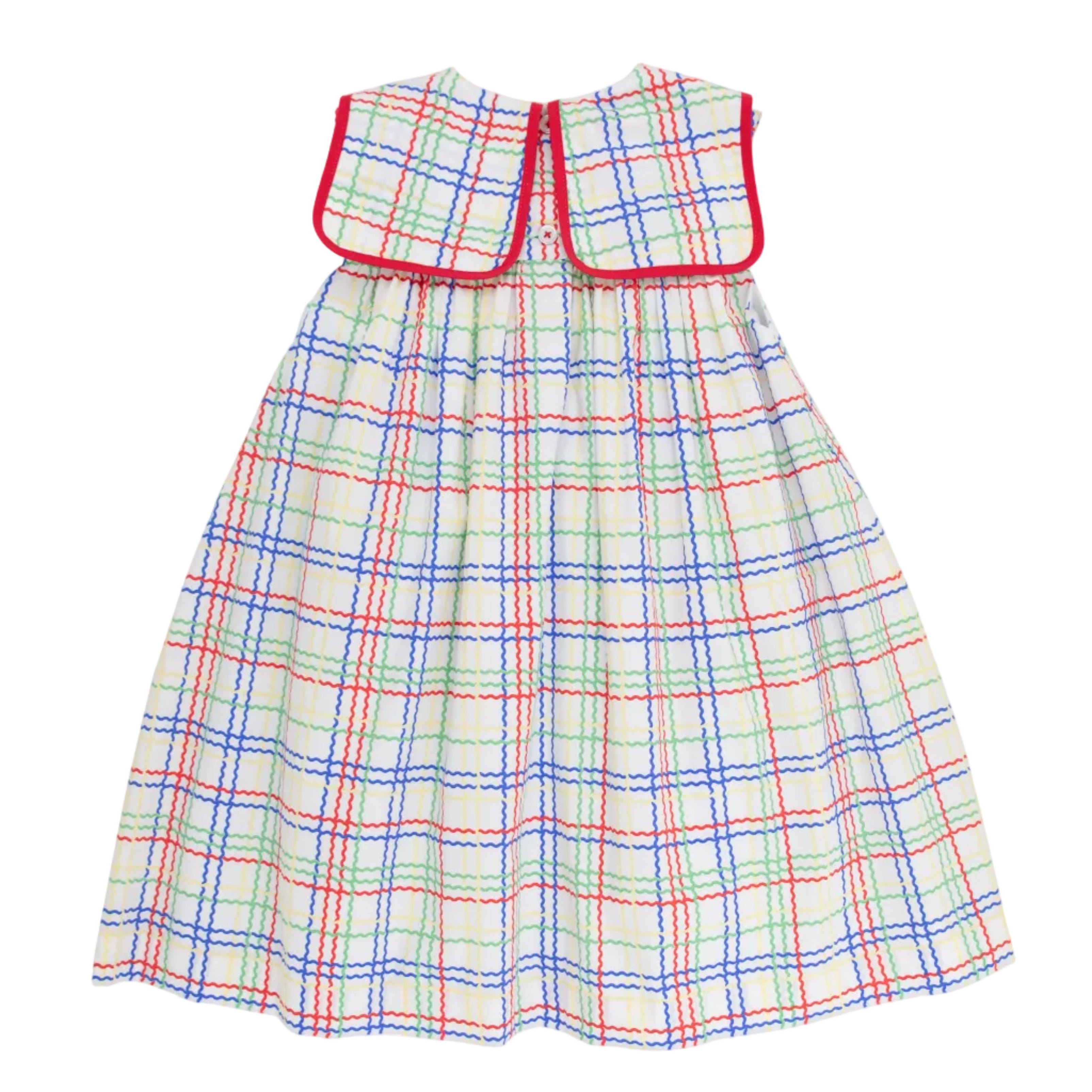 Sleeveless Stewart's Square Collar Dress - Wellington Windowpane/Richmond Red from Anderson Parker