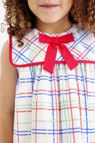 Sleeveless Stewart's Square Collar Dress - Wellington Windowpane/Richmond Red from Anderson Parker