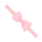 Small Scalloped Edge Grosgrain Bowtie on Matching Elastic Band - Lt Pink from Anderson Parker
