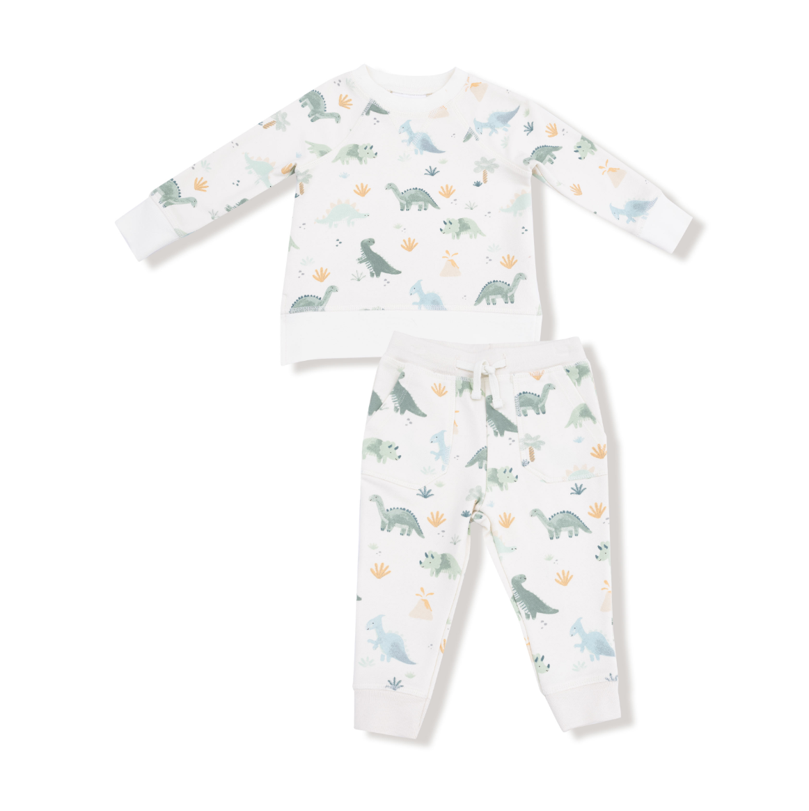 Soft Dinos - French Terry- Green - Raglan Sweatshirt + Jogger Set from Anderson Parker